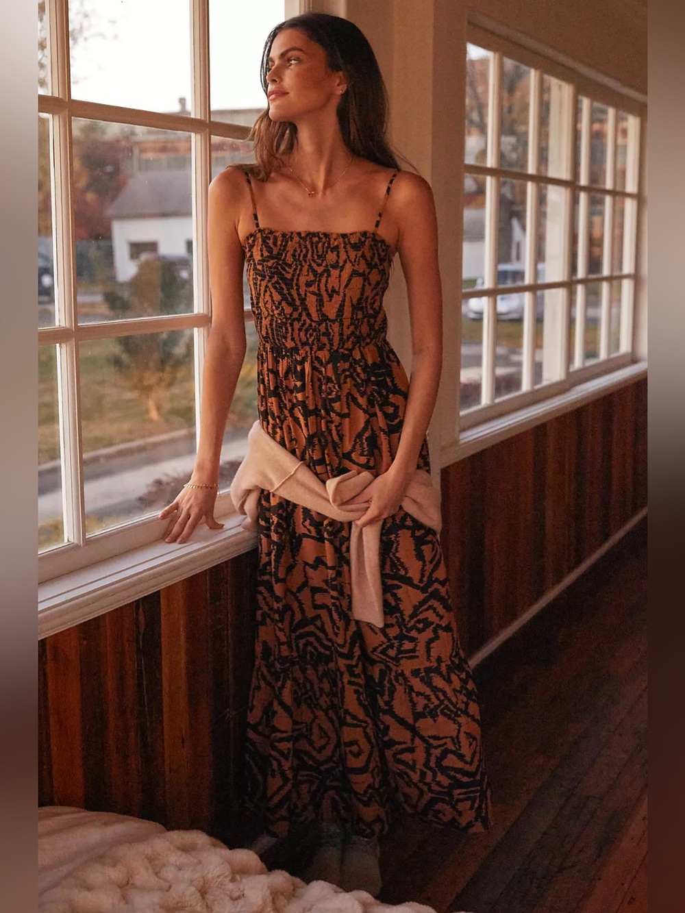 Anthropologie Printed Smocked Sleep Maxi Dress Size Large